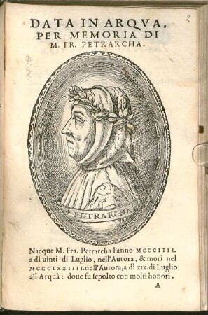Data In Arqva, Per Memoria Di M. Fr. Petrarcha
