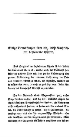 Einige Bemerkungen über die, diese Nachrichten begleitende Charte.