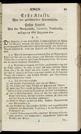 Erste Klasse. Von den ausführenden Arzneymitteln.