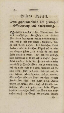 Eilftes Kapitel. Vom geheimen Sinn der göttlichen Offenbarung und Haushaltung.