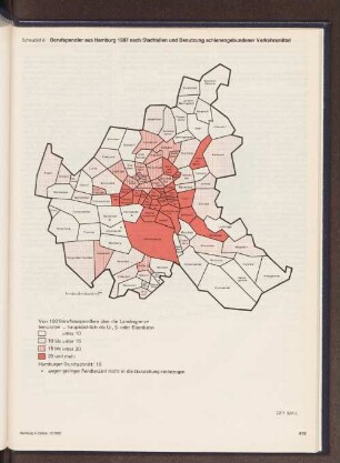Berufspendler aus Hamburg 1987 nach Stadtteilen und Benutzung schienengebundener Verkehrsmittel