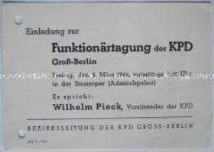 Einladung zu einer Funktionärsversammlung der KPD