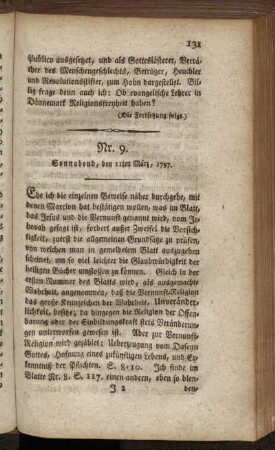 Nr. 9. Sonnabend, den 11ten März, 1797. - Nr. 10. Sonnabend, den 18ten März, 1797.