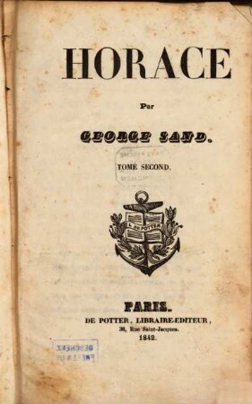 Horace : Par George Sand, 2