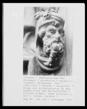 Tür — Folge von Bildnisköpfen an den Randleisten der Relieffelder — rechter Flügel, Kopf zwischen 2. und 3. Reihe, rechts
