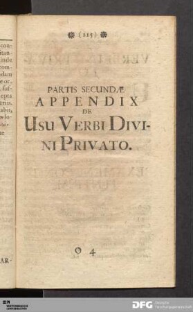 Partis Secundæ Appendix de Usu Verbi Divini Privato