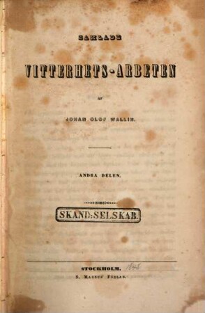 Samlade Vitterhets-Arbeten, 2