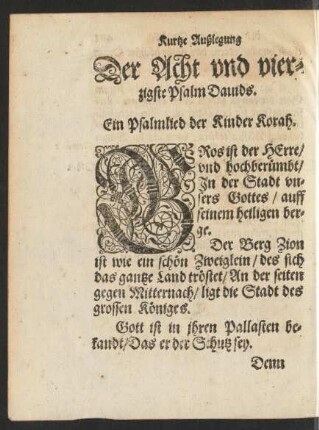 Der Acht und vierzigste Psalm Davids.