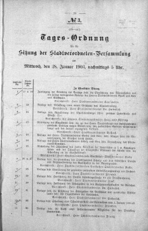 Tages-Ordnung, 28. Januar 1903