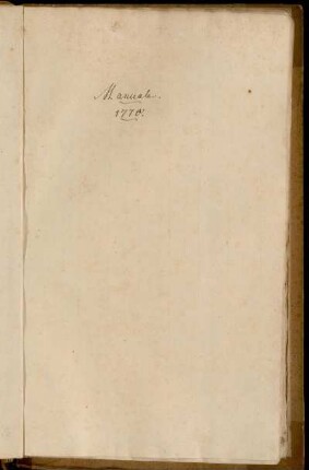 Manuale. 1770., Göttingen, 1770 : Manual 1770