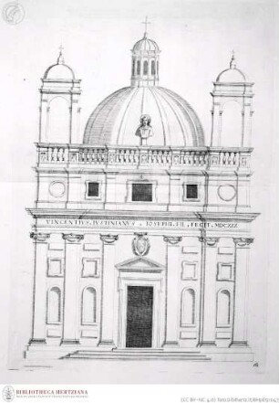 Galleria Giustiniana del marchese Vincenzo Giustiniani. 2 Bände., 2. Band, Tafel 163: San Vincenzo, Fassade, Bassano Romano