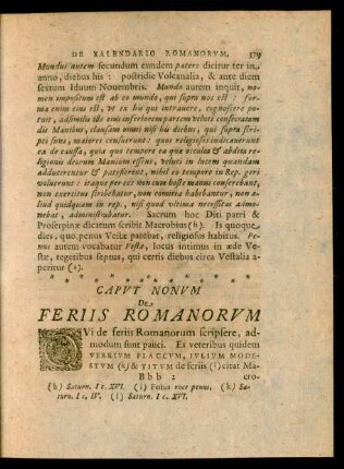Caput Nonum De Feriis Romanorum
