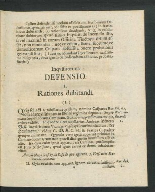 I. Rationes dubitandi.