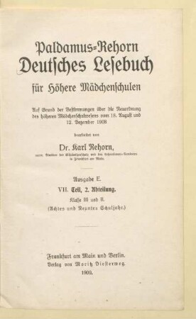 Abteilung 2 = Klasse 3 und 2 (Achtes und neuntes Schuljahr), [Schülerband]: [Abteilung 2 = Klasse 3 und 2 (Achtes und neuntes Schuljahr), [Schülerband]]