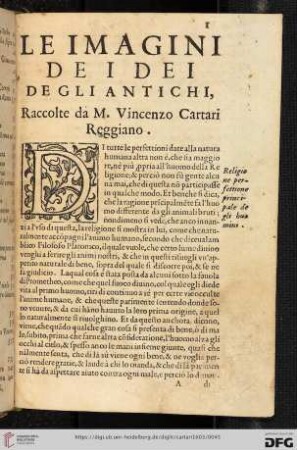 Le imagini de i dei de gli antichi, Raccolte da M. Vincenzo Cartari Reggiano