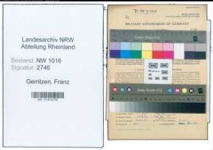 Entnazifizierung Franz Gerritzen , geb. 04.08.1886 (Holzhaendler)