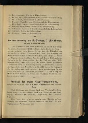 Protokoll der ersten Haupt-Versammlung