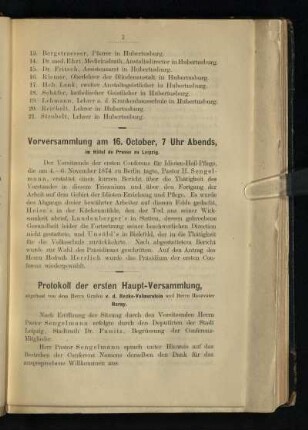 Protokoll der ersten Haupt-Versammlung