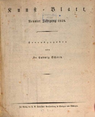 Morgenblatt für gebildete Stände. Kunst-Blatt. 1828