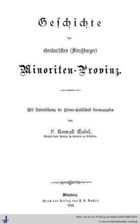 Geschichte der oberdeutschen (Straßburger) Minoriten-Provinz