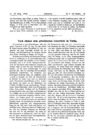 Noch einmal zum griechischen Unterricht in Tertia