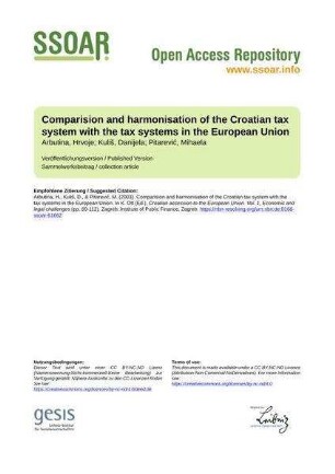 Comparision and harmonisation of the Croatian tax system with the tax systems in the European Union