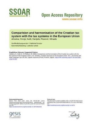 Comparision and harmonisation of the Croatian tax system with the tax systems in the European Union