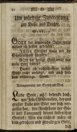 Um würdige Zubereitung zur Buße und Beichte.