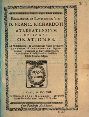 Orationes ad Jo. Richardotum