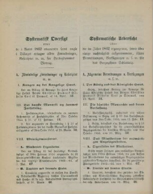 Systematisk Oversigt. - Systematische Uebersicht