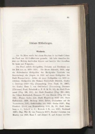 Kleinere Mittheilungen