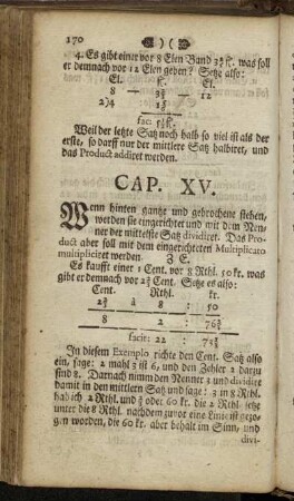 Cap. XV. Wenn hinten gantze und gebrochene stehen, [...]