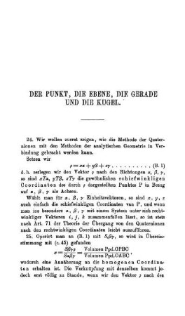 Zweiter Abschnitt. Der Punkt, die Ebene, die Gerade und die Kugel.