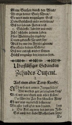 I. Auf einen alten Tantz-Knecht