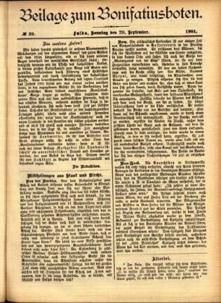 Zweite Ausgabe vom Sonntag, den 29. September 1901.