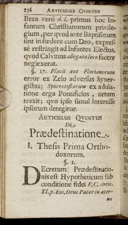Articulus Quintus De Praedestinatione