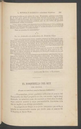 El Bosquecillo del Rey : (Puesto en castellano para la "Revista Literaria").