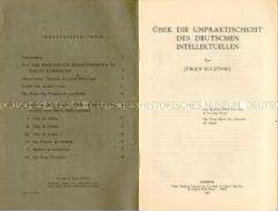 Exilschrift von Jürgen Kuczynski über die Rolle der deutschen Intellektuellen im Kampf gegen den Nationalsozialismus