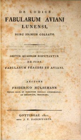 De codice fabularum Aviani Lunensi ...