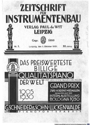 Zeitschrift für Instrumentenbau. 52. 1931/32
