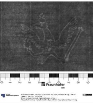 A: Heraldischer Adler, bekrönt, mit Reichsapfel und Zepter, mit Brustschild: [...]; B: Name (zweikonturig): BIESCHOFF