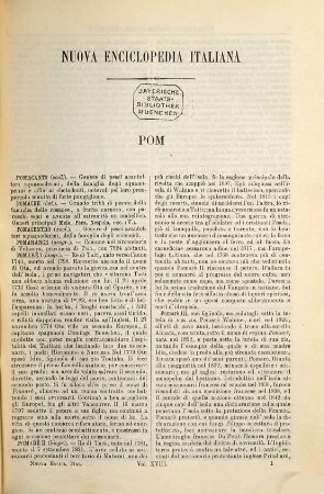 Nuova enciclopedia italiana ovvero dizionario generale di scienze lettere, industrie, ecc. : Corredata di numerose incisioni intercalate nel testo e di tavole in rame, ampliata nelle parti scientifiche e tecnologiche e accuratamente riveduta in ogni sua parte secondo i più moderni perfezionamenti. Pel Gerolamo Boccardo. 18