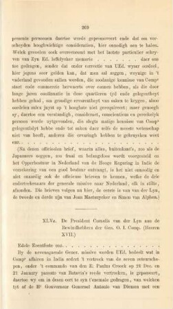 XLVa. De President Cornelis van der Lyn aan de Bewindhebbers der Gen. O. I. Comp. (Heeren XVII)