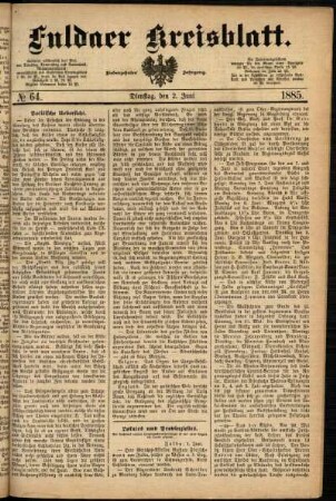 Ausgabe vom Dienstag, den 02. Juni 1885.