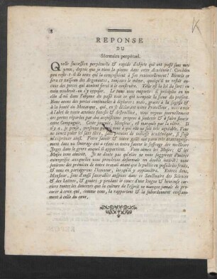 Reponse Du Sécretaire perpétuel