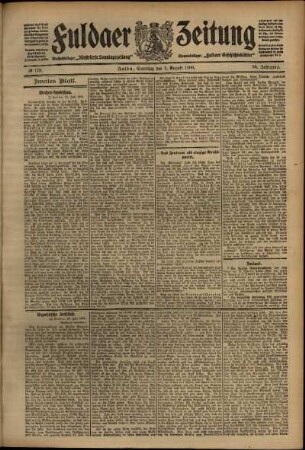 Zweite Ausgabe vom Samstag, den 01. August 1908.