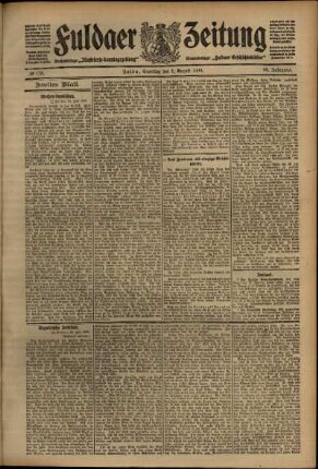 Zweite Ausgabe vom Samstag, den 01. August 1908.