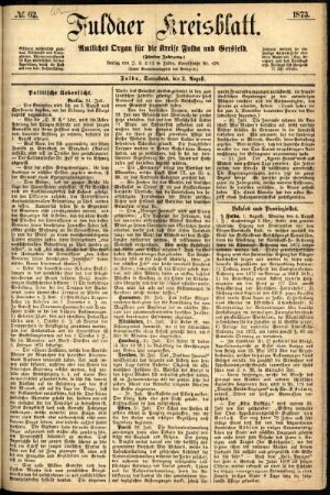 Ausgabe vom Samstag, den 02. August 1873.