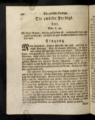 180-193, Die zwölfte Predigt. Die Fürsprache unsers Mittlers.