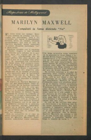Marilyn Maxwell - conquistó la fama diciendo "No" : Repostería de Hollywood